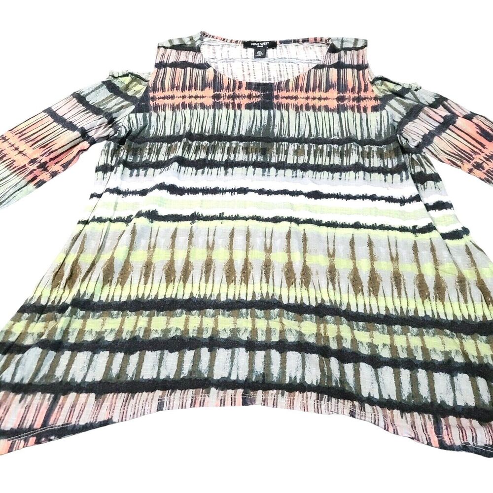 Nine West Jeans Womens Top Multicolor Size XL Viscose Blend Stretch 3/4 Sleeve